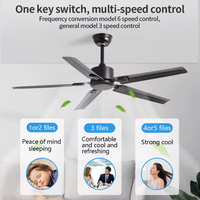 Ventilateur de plafond 52 pouces en nickel brossé à 5 pales avec lumière LED, moteur DC, télécommande et contrôle par application, réversible, 6 vitesses, moderne pour salon