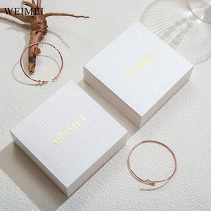 White Cardboard Paper Jewelry Packaging Box with Custom Logo OEM Luxury Gift Box for Necklace Earring <b>Ring</b> Bracelet - Product Image 3