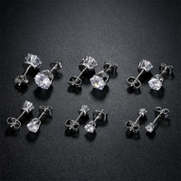 Boucles d'oreilles clous Gaby style populaire en acier inoxydable argent tibétain avec zircon transparent, couleur acier/or, pour enfant, piercing tendance, mariage