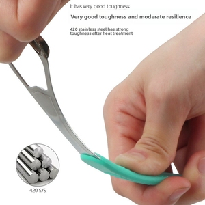 Grattoir à <span class=keywords><strong>langue</strong></span> en silicone et acier inoxydable, poignée antidérapante, design laser, éliminateur de mauvaise haleine, outil de soin buccal réutilisable pour adultes - Product Image 5