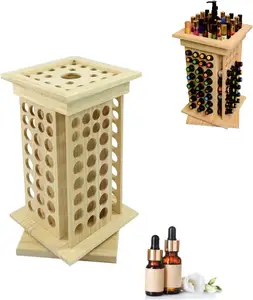 Custom High Quality Wood Essential Oil Bottle Holder Rotating Classification Display Stand Wooden Display Rack Essential Oils Or