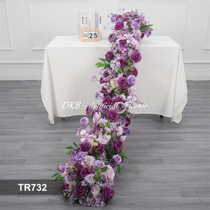 DKB Artificial Flower Factory Wholesale Flower Runner Purple <b>Table</b> Centerpiece Flower Runner Wedding Arrangements Aisle - Product Image 3