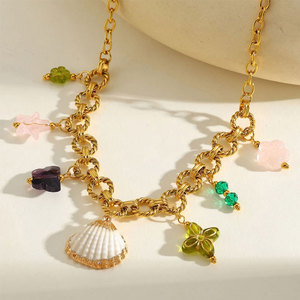 Summer Fashion Pendant Necklaces 316L Stainless Steel Jewelry 14k 18k Pvd Gold Plated Colorful Hawaiian <b>Rope</b> Necklace for Women - Product Image 5