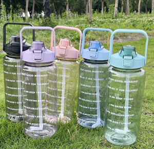 2000ml Extra-large Capacity Plastic Fitness Water Bottle with Marked Transparent <b>Drinking</b> Straw Water <b>Jug</b> - Product Image 2