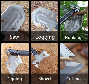 Pelle tactique portable multi-outils <span class=keywords><strong>de</strong></span> survie avec manche réglable, hache, scie et ouvre-bouteille pour la randonnée et la chasse - Product Image 3