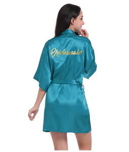 Robes de demoiselle d'honneur <span class=keywords><strong>en</strong></span> feuille d'or 20 couleurs <span class=keywords><strong>Kimono</strong></span> <span class=keywords><strong>court</strong></span> <span class=keywords><strong>en</strong></span> <span class=keywords><strong>soie</strong></span> pour fête de mariage Cadeaux de demoiselle d'honneur d'été légers avec satin (S-2XL) - Product Image 5