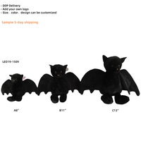 Échantillon en 3 jours Poupée réaliste en peluche pour chauve-souris noire et brune pour Halloween Animal en peluche d'horreur pour enfants