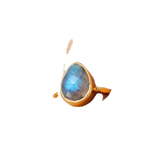 Women's Classic 92.5 Sterling Silver <b>Finger</b> <b>Ring</b> Natural Labradorite Teardrop Shape Faceted Polished Blue Fire Gemstone Cut - Product Image 1