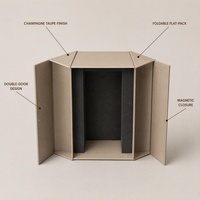 Boîte cadeau pour vin à double porte magnétique pliable de couleur champagne, emballage en carton rigide, logo personnalisé