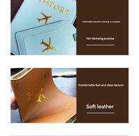 Étiquette à bagages en cuir PU personnalisable avec logo d'avion en feuille d'or, accessoire de voyage tendance pour valises