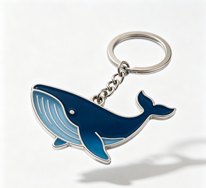 Llavero de Metal Personalizado con Forma de Ballena, Anillo de Llaves de Aleación de Zinc con Esmalte Duro, Colgante Azul, Recuerdo para Regalo y Promoción - Product Image 1