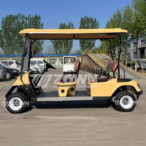 Vehículo eléctrico de golf turístico estándar de 4 plazas en color beige con un diseño minimalista en amarillo cálido y un toldo parasol a juego. - Product Image 3