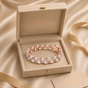 Silver Heart Cut Bracelet Double <b>Row</b> Cubic Zirconia Cluster Bangle Luxury Jewelry <b>Gift</b> Box Included for Women fine bracelets - Product Image 3