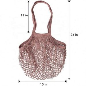 High Quality Custom Printed Logo Reusable 100% Cotton Vegetable Bag Foldable <b>Net</b> Mesh Tote Fishnet Bag for Food for Promotion - Product Image 4