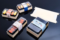 Boîte à sushi en bois jetable pour usage commercial, emballage rectangulaire recyclable pour plats à emporter, finition mate