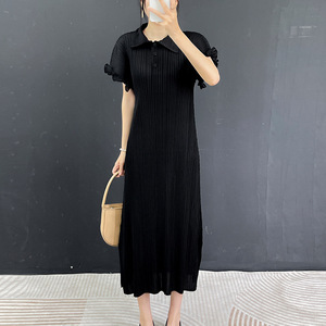 Vestido casual de talla grande con cuello polo, elegante y plisado, de manga corta, a la moda, de alta gama, para el verano 2026 - Product Image 2