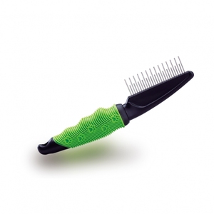 Outil de toilettage pour petit animal de compagnie avec poignée en TPR à 30 dents Combo en acier inoxydable et plastique avec logo personnalisé pour éliminer les poils lâches et la saleté - Product Image 5