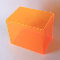 Cube organisateur en perspex orange uni fait à la main avec couvercle rabattable, cadeau d'anniversaire, socle, cube à 6 faces orange fluorescent