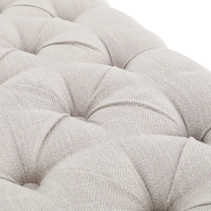 TOSEE français style vintage lin tissu caoutchouc bois pieds capitonné siège avec boutons salon pouf banc - Product Image 5