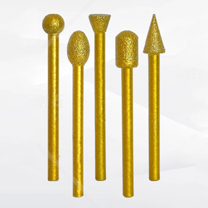 卸売10個セット金メッキダイヤモンド研磨棒ハンドル付き電動グラインダー工具、翡翠彫刻研磨ヘッド用 - Product Image 1