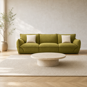 Sofá de Terciopelo de Tres Plazas, Brazos Curvos de Perfil Bajo, Base de Madera, Asiento Profundo, Sofá Contemporáneo para Apartamento, Sala de Estar, Villa - Product Image 1
