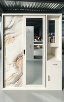 Armoire en métal sur mesure avec 2 portes coulissantes, miroir et coiffeuse pour mobilier de chambre moderne