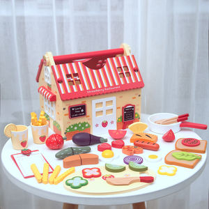 Jouet de cuisine en bois pour enfants, jeu d'imitation de <span class=keywords><strong>restaurant</strong></span> occidental, fruits et légumes à découper, jouets éducatifs en bois pour enfants - Product Image 2