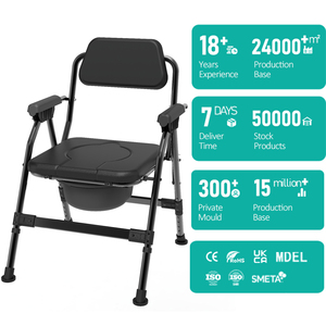 Ghế vệ sinh di động gấp gọn, chống trượt, không cần lắp đặt, khung thép cacbon cao, có thể điều chỉnh chiều cao, chịu tải 300lbs, dành cho người lớn phục hồi chức năng - Product Image 1