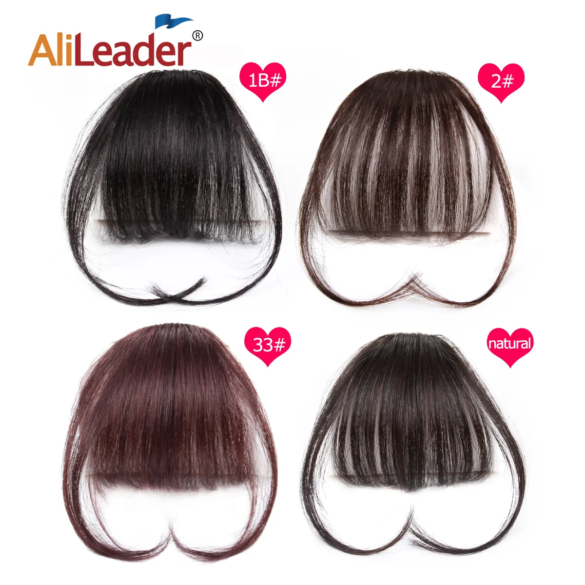 AliLeader Handmade Real Hair Air Bangs 100% Human Hair Front Fringe Clip in Hair Extension