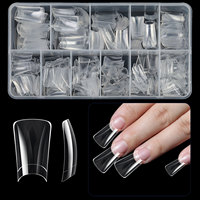 504pcs embouts d'ongles courts de canard 12 tailles emballés boîte claire demi-couverture large embouts d'ongles pour l'extension