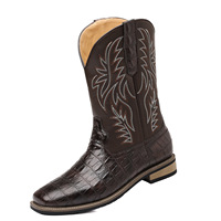 Vente en gros de bottes de randonnée Chelsea grande taille pour hommes style cowboy décontracté avec manches brodées western vintage bottes d'hiver