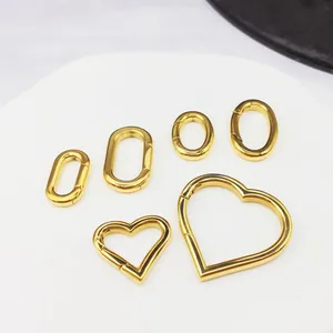 stainless steel 18k gold plated non tarnished round oval heart snap hook buckle clasps for DIY keychains necklace jewelry making