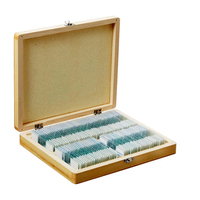 100 Pieces Zoology Histology Glass Microscope Slides Sets in Wooden Box