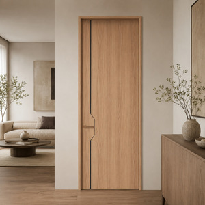 Puerta de Madera Maciza de Estilo Minimalista para Interiores, Apertura Manual, Aislamiento Acústico, Superficie Acabada, para Uso en Dormitorios - Product Image 4