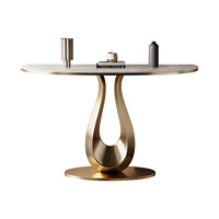 Table d'appoint murale semi-circulaire en marbre faite à la main, style luxe léger haut de gamme, console d'entrée moderne et artistique pour villa