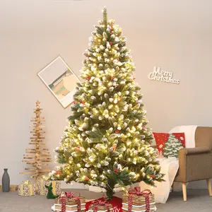 Árvore de Natal gigante decorada para exterior, iluminação de 4,5 pés/5 pés/6 pés/6,5 pés/7 pés, decorada com bolas de decoração, luzes para árvore de Natal