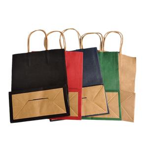 Wholesale 15X8X21cm Brown Kraft <b>Paper</b> Shopping Bags Handle Custom Brown Kraft <b>Paper</b> Bags for Business Promotion Supermarket - Product Image 3