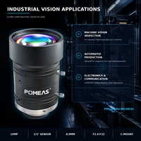 8mm 10MP 2/3 Inch C Mount Industrial FA Lens F2.4-F22 Manual Focus and Iris Lock for Machine Vision PMS-LFEHH-0824M(D)