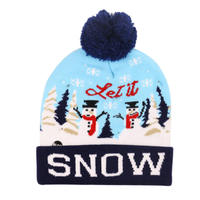 Baby Girl Christmas cotone organico Emf Winter Beanie Toboggan Pom Pom cappelli cappello neonato con Led