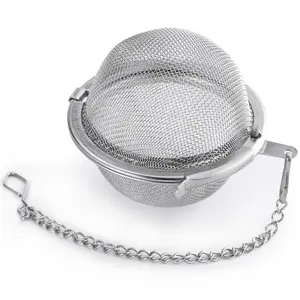Toptan küçük gümüş paslanmaz çelik gevşek yaprak çay filtre süzgeç ince tel örgü Mini Çay demleme topu