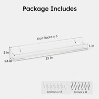 Support et organisateur mural pour vernis à ongles, étagères flottantes en acrylique transparent de 15 pouces avec rangement polyvalent pour bouteilles à ongles