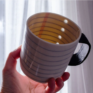 Tazze in ceramica creative artigianali a forma di blocco note traforato in carta a forma di taccuino tazze creative per caffè 10 oz - Product Image 5