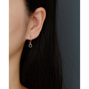 INS, superventas, pendientes de aro con abalorio de plata de ley 925 de lujo con piedra lunar/ágata negra/turquesa para damas - Product Image 5