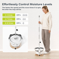 Homettler Best Sellers Ensemble Seau et Serpillère Écologique en Acier Durable avec Tige Télescopique, Taux d'Égouttage Élevé, Tampons de Serpillère Réutilisables pour Maison (Utilisation Sèche/Humide)