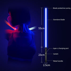 Sabre laser à poignée en métal Jouets sabre laser à force de duel Balançoire lisse LED RVB Épée lumineuse clignotante pour la fête - Product Image 5