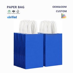 Sac en papier kraft personnalisé avec logo, recyclable, avec poignée, pour vêtements, cadeaux, aliments, emballage et stockage pour les expositions - Product Image 1