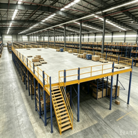 Étagère de mezzanine robuste HONGXIN en acier laminé à froid, sans boulons, avec revêtement en poudre, résistante à la corrosion, réglable, en acier massif
