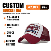 Gorra Trucker Vintage con Letras en Relieve 3D, Logotipo Bordado, Malla Transpirable en la Parte Trasera, Visera Curva Desgastada y Ajustable
