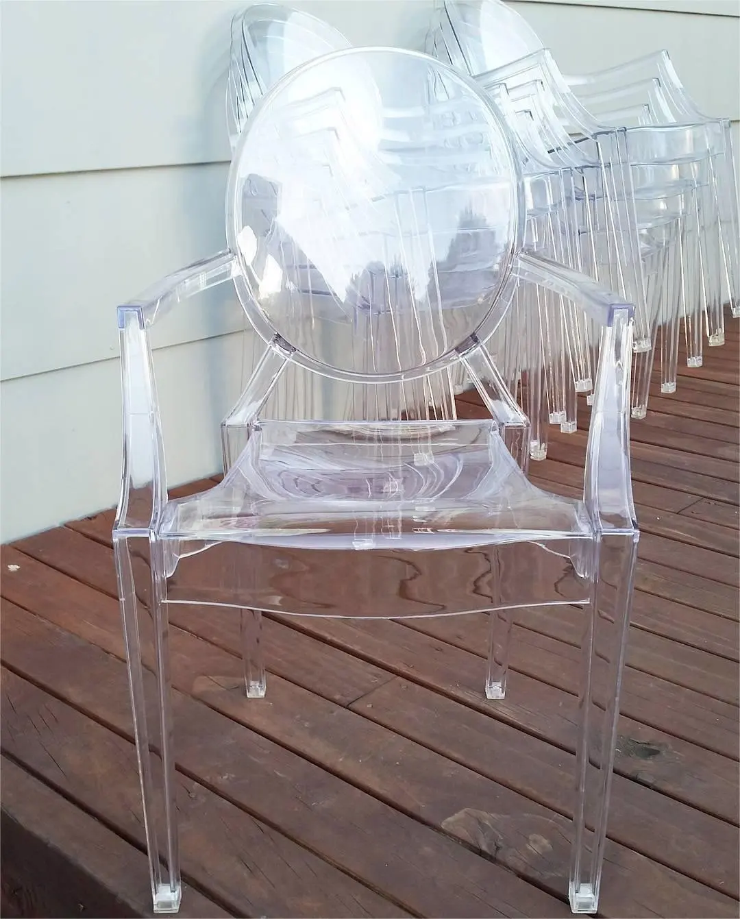 Sedie fantasma impilabili all'ingrosso per feste all'aperto in plastica per bambini con braccioli trasparenti