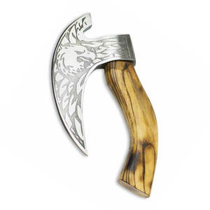 Couteaux RB en gros, RK-PX-0002, hache à pizza viking faite à la main, acier inoxydable de qualité industrielle personnalisé, coupe-pizza, manche en bois - Product Image 4